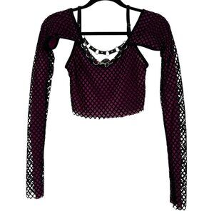 Dolls Kill Widow Freak Like Me Layered Mesh Fishnet Cami Shrug Set Medium